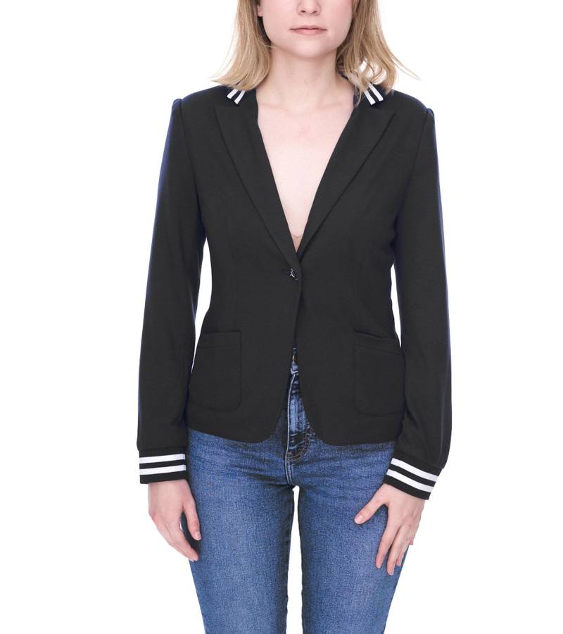 AjC Blazer Damen Business-Jacke mit Ein-Knopf-Verschluss Blazer Anzug-Jacke 71618907 Schwarz von AjC