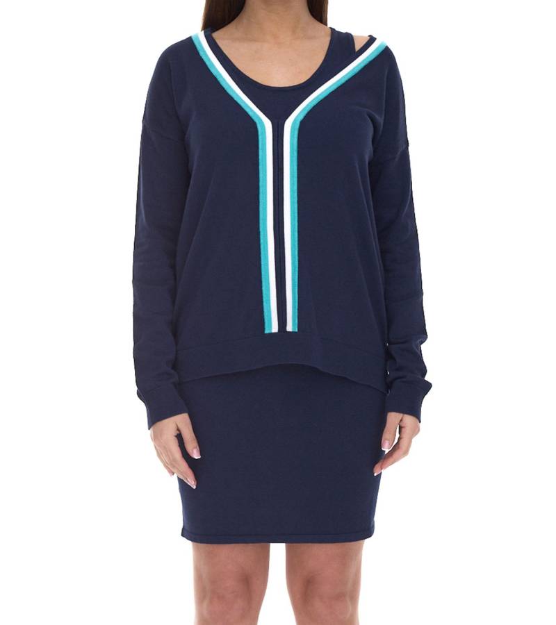 AjC Damen 2er-Set Pullover und Kleid aus Feinstrick Business-Set 86667603 Dunkelblau von AjC