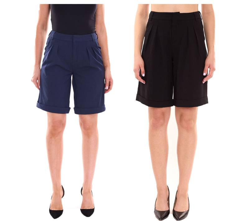 AjC Damen Anzug-Shorts elegante kurze Hose Mode-Bermuda Schwarz oder Dunkelblau von AjC