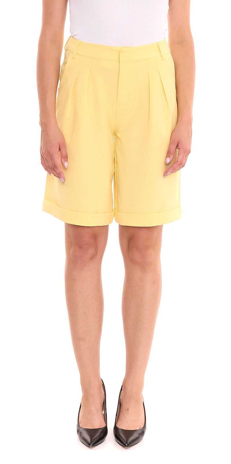 AjC Damen Anzug-Shorts elegante kurze Hose Mode-Bermuda Wide Leg 49801848 Gelb von AjC