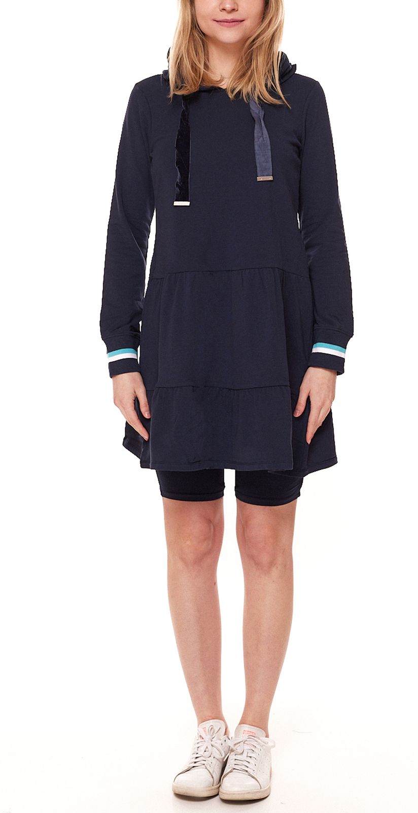 AjC Damen Sweat-Kleid mit passender Radler Baumwoll-Kleid 72496758 Dunkelblau von AjC