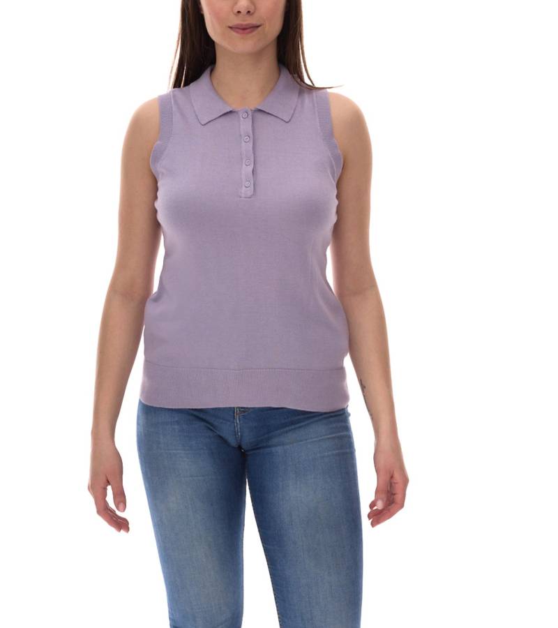 AjC Damen Tank Top modisches Polo-Shirt mit Knopfleiste Sommer-Shirt 30237620 Lila von AjC