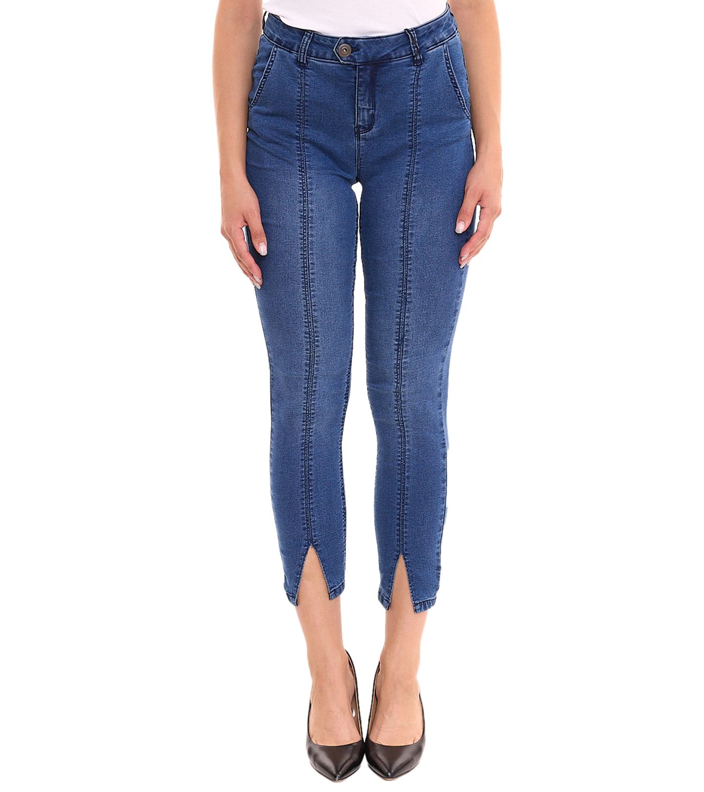 AjC Jeans Damen Slim-Fit Hose in knöchellänge High-Waist Hose mit Schlitz 73958310 Blau von AjC