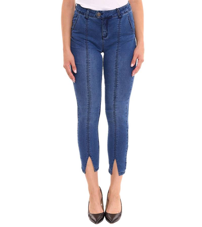 AjC Jeans Damen Slim-Fit Hose in knöchellänge High-Waist Hose mit Schlitz 73958310 Blau von AjC