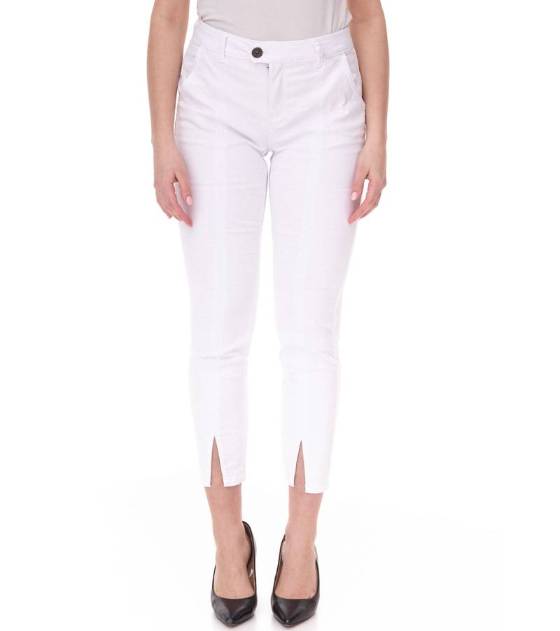 AjC Jeans Damen Slim-Fit Hose in knöchellänge mit Schlitz 41050410 Weiß von AjC
