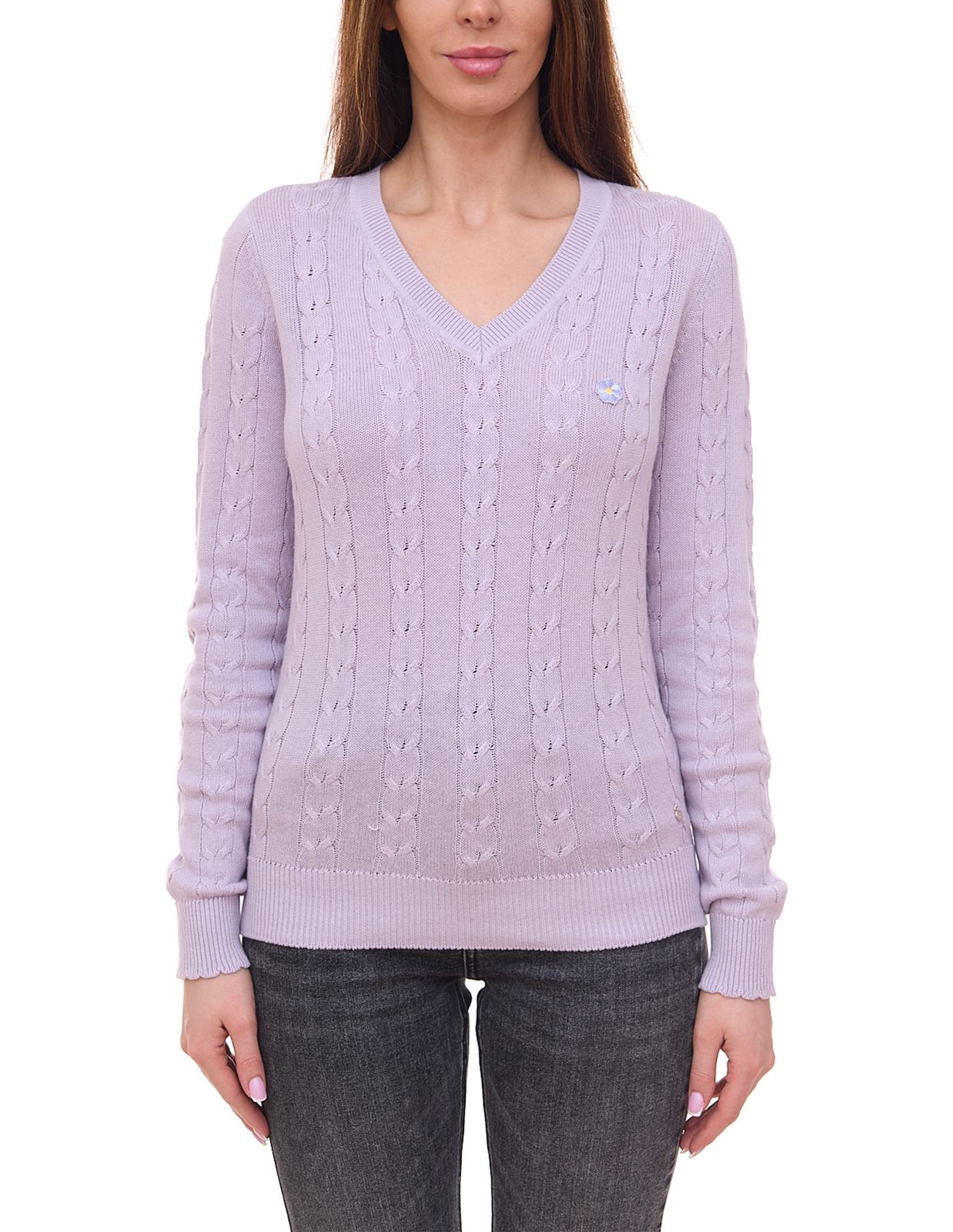 AjC Strick-Pullover langärmliges Damen Strick-Shirt mit V-Ausschnitt 10783725 Violett von AjC