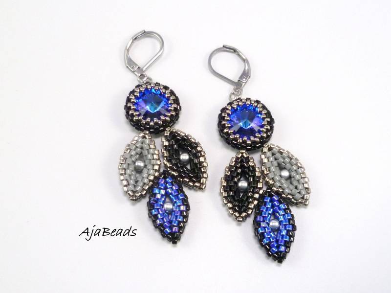 Beaded Necklace With Rivoli - Yellow-Green von AjaBeads