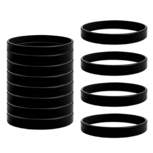 Ajcotahm 12 Stück Silikon-Armbänder,Silikonarmband Gummi Armband Silikon Elastische Armbänder Schwarz Gummi Armbänder für Fitness Laufen Sport Party Geschenke Erwachsene Teenager Sport Teamspiele von Ajcotahm