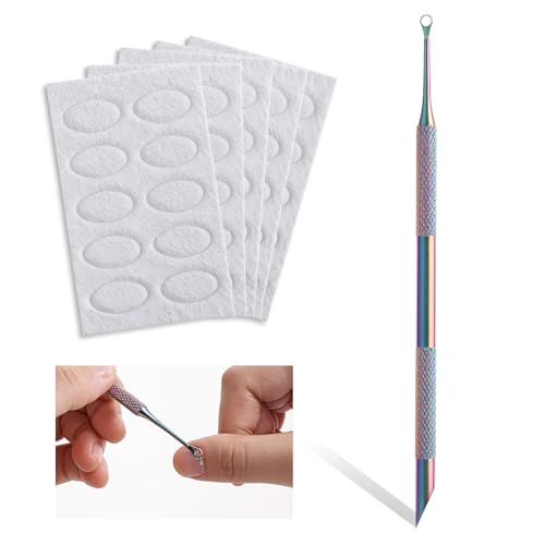 Nagelhautschieber, Edelstahl Nagelhautentferner Werkzeug mit 5 Blatt Schleifpapier Dual Ended Nail Scraper Nail Care Polish Remover für Maniküre Pediküre Nägel Kunst von Ajcotahm