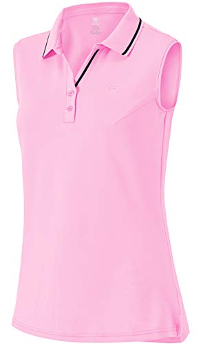 AjezMax Damen Ärmellos Golf Polo Shirt Baumwolle Atmungsaktiv Laufen Fitness Sport Tank Top Rosa X-Large von AjezMax