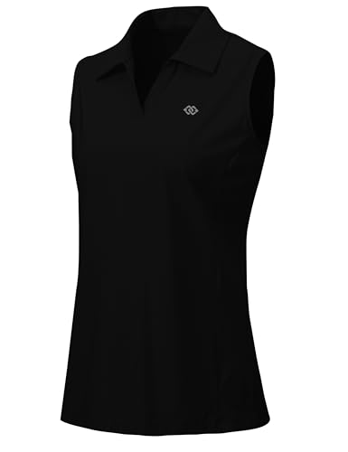 AjezMax Damen Ärmellose Golf Polo Shirts V-Ausschnitt Tennis Tank Tops UPF 50+ Schnell trocknend Sport Top von AjezMax