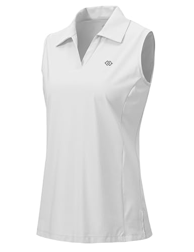 AjezMax Damen Ärmellose Golf Polo Shirts V-Ausschnitt Tennis Tank Tops UPF 50+ Schnell trocknend Sport Top von AjezMax