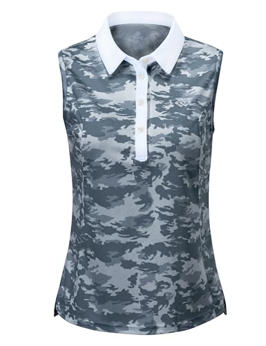 AjezMax Damen Fitness Tank Top Sporttop Laufen Oberteile Baumwolle Atmungsaktive Ärmelloses Training Funktion T-Shirt Camouflage grau L von AjezMax