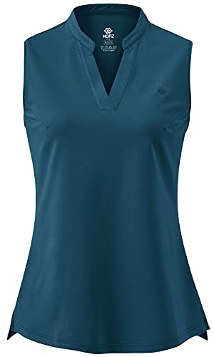 AjezMax Damen Golf Polo Shirts Ärmelloses Baumwolle Tank Top Shirt V-Ausschnitt Sports Work Tank Top Dunkelgrün Large von AjezMax