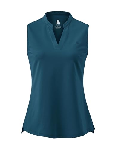 AjezMax Damen Golf Polo Shirts Ärmelloses Baumwolle Tank Top Shirt V-Ausschnitt Sports Work Tank Top Dunkelgrün Small von AjezMax