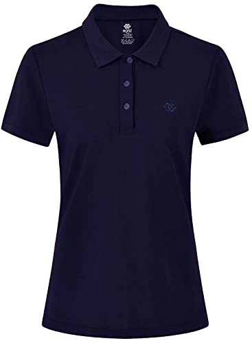 AjezMax Damen Golf Poloshirt Kurzarm Piqué Polohemd Atmungsaktiv Golf Polo Arbeitsshirt Blau 01 Größe Small von AjezMax