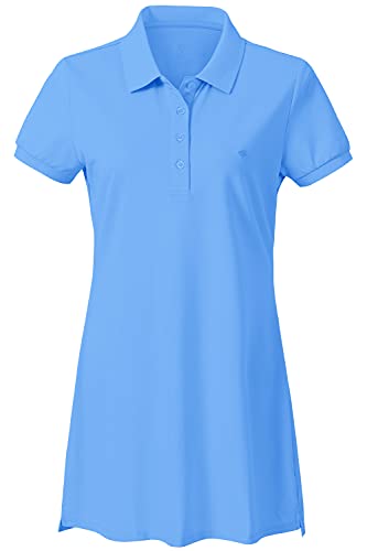 AjezMax Damen Kleid Baumwolle Knielang Midi langes Polohemd Sports Polo Dress Blau L von AjezMax