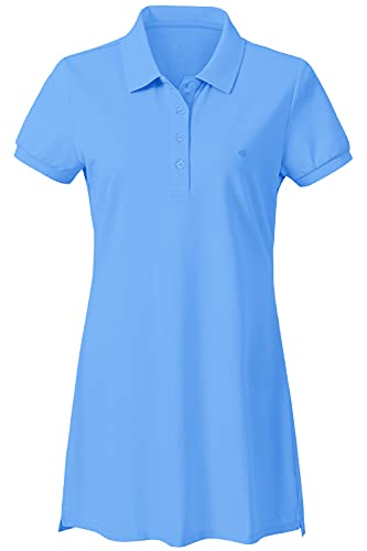 AjezMax Damen Kleid Baumwolle Knielang Midi langes Polohemd Sports Polo Dress Blau M von AjezMax