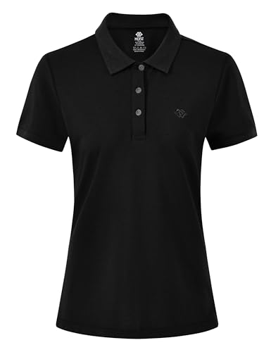AjezMax Damen Kurzarm Golf T-Shirt Polohemd Pullover Schnelltrocknend Klassisch Sommershirt Schwarz Größe X-Large von AjezMax