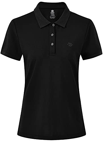 AjezMax Damen Kurzarm Golf T-Shirt Polohemd Pullover Schnelltrocknend Klassisch Sommershirt Schwarz Größe XX-Large von AjezMax