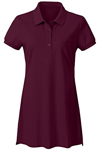 AjezMax Damen Polokleid Knielang Kleid Baumwolle Sommer Kleider Langes Polohemd Lässig Dress Rot L von AjezMax