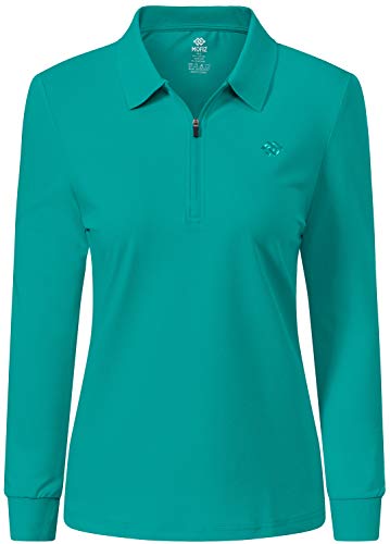 AjezMax Damen Poloshirt Baumwolle Golf Wintershirt Langarm Oberteile Sports Training Polo mit Reißverschluss von AjezMax