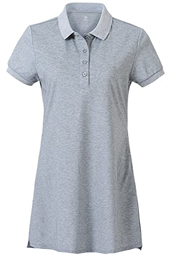 AjezMax Damen Solid Kleid Sommer Baumwolle Atmungsaktiv Casual Tennis Polo Dress Grau L von AjezMax