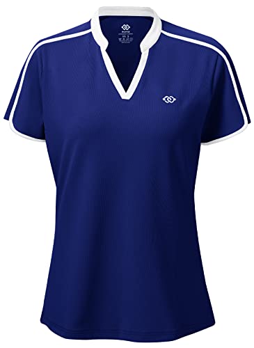 AjezMax Damen Sport Fitness T-Shirt Kurzarm Laufshirts Shortsleeve Leicht Atmungsaktiv für draußen Workout Training Yoga L Juwel blau von AjezMax