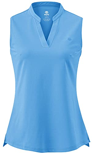 AjezMax Damen Sporttop Yoga Tank Top Laufen Fitness Oberteile Atmungsaktive Ärmelloses Training T-Shirt mit V-Ausschnitt Himmelblau Medium von AjezMax