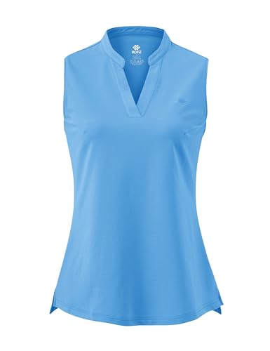 AjezMax Damen Sporttop Yoga Tank Top Laufen Fitness Oberteile Atmungsaktive Ärmelloses Training T-Shirt mit V-Ausschnitt Himmelblau X-Small von AjezMax