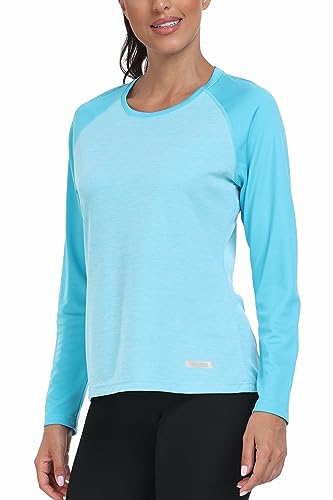 AjezMax Damen UPF 50+ Sonnenschutz T-Shirt Sportshirts Trainingsshirt Atmungsaktiv Wandershirt Outdoor Sommer Qucik Dry Blau XS von AjezMax