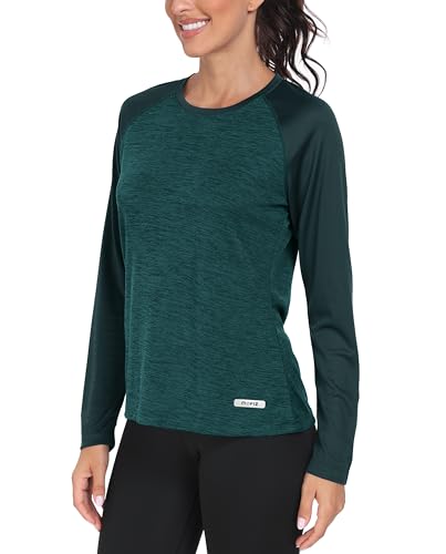 AjezMax Damen UPF 50+ UV Sonnenschutz Shirt Wandernshirts Langarm Laufshirt für Outdoor Sport Surfen Wandern Fitness Grün S von AjezMax