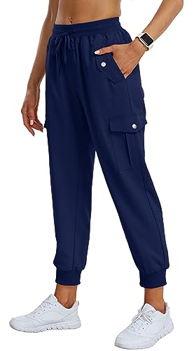 AjezMax Damen Wanderhose Outdoorhose Hohe Taille Outdoorhose Sommer Atmungsaktiv Schnell Trockend Leicht Trekkinghose Marineblau S von AjezMax