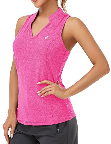 AjezMax Damen Yoga Tank Top - Sport Fitness Gym Ärmelloses Shirt Racerback Polyester Schnelles Trocknen Trainings Shirt Rosa L von AjezMax