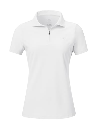 AjezMax Funktions-Poloshirt Damen Kurzarm Leicht Polohemd Sportshirt Tennis Golf Outdoor Polos Wandern Trekking Laufen Weiß L von AjezMax