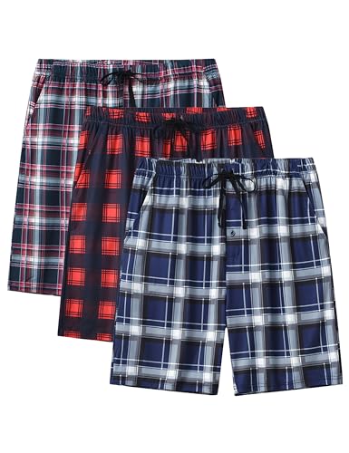 AjezMax Herren 3er Pack Schlafanzughose Kurz Bequem Schlafshorts Weich Pyjamahose Shorty Sommer Sleephose Freizeithose L 3er Pack -F. von AjezMax