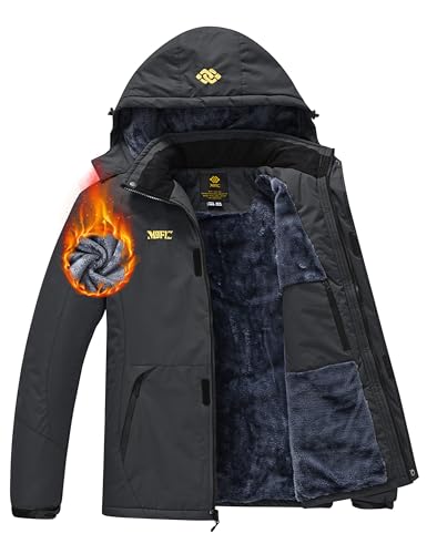 AjezMax Herren Outdoorjacke Skijacke Freizeitjacke Leicht Winterjacke Wasserdicht Softshell Angeljacke Winddicht Trekkingjacke Dunkelgrau L von AjezMax