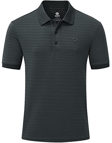 AjezMax Herren Poloshirt Kurzarm Fitnessstudio Golf Tennis Polohemd T-Shirt Basic Funktions Polo Dunkelgrau XL von AjezMax