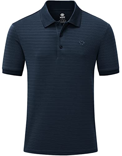 AjezMax Herren Poloshirt Kurzarm Golf Tennis Polohemd Atmungsaktiv Fitness Laufen Sport Polo mit Polokragen Blau XL von AjezMax