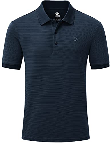 AjezMax Herren Poloshirt Kurzarm Golf Tennis Polohemd Atmungsaktiv Fitness Laufen Sport Polo mit Polokragen Blau XXL von AjezMax