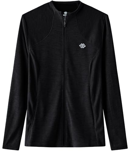 AjezMax Laufjacke Damen Langarm Sportjacke Gym Tops Yoga Fitness Sweatjacke Atmungsaktive Sportjacke Leicht Trainingsjacke für Outdoor Sport Schwarz XL von AjezMax