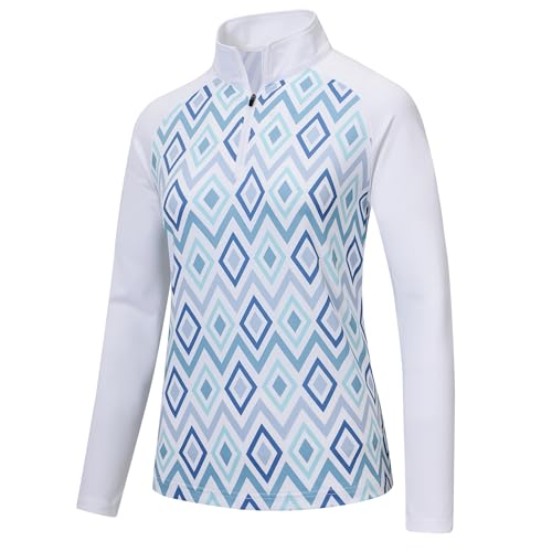 AjezMax Laufshirt Damen Langarm Sportshirt Schnelltrocknend Atmungsaktiv Gym Yoga Funktionsshirt mit 1/4 Reißverschluss von AjezMax