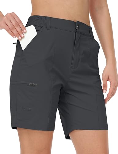 AjezMax Outdoorshorts Damen Bermuda Shorts Kurze Sporthose Sommer Laufshorts Cargo Shorts Walking Übung Shorts mit Taschen Dunkelgrau L von AjezMax