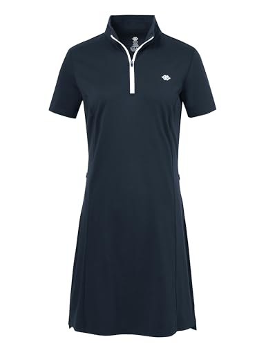 AjezMax Polo-Kleider für Damen Sommer Tennis Golf Kurze Ärmel Collared Casual Kleider Weich Sportlich Blau L von AjezMax