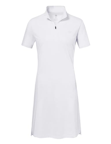 AjezMax Polokleid Kurzarm Damen Golf Tennis Kleider Baumwolle Sommer Freizeitkleider Leicht Polokragen Sport Dress Weiß L von AjezMax