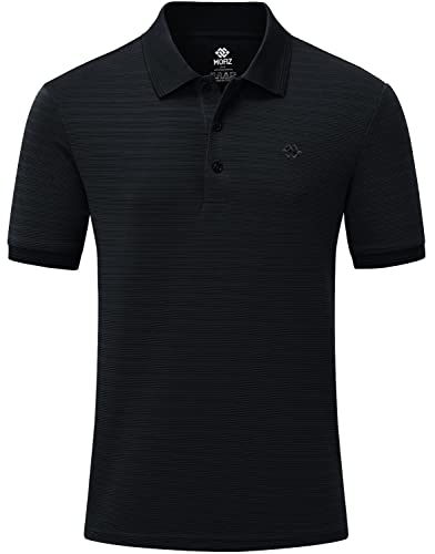 AjezMax Poloshirt Herren Kurzarm Schnelles Trocknen Einfarbig Basic Golf Laufen T-Shirt Sommer Schwarz M von AjezMax