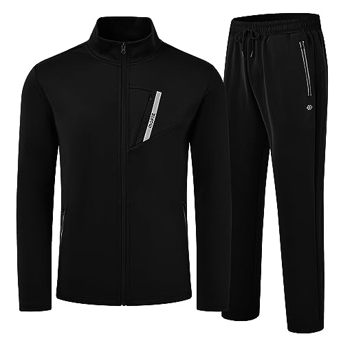 AjezMax Schwarzer Herren Trainingsanzug Übergrößen Jogging Anzug Fitnessanzug Jogginganzug Sportanzug Outdoor Tracksuit Jacke Jogginghose Streetwear 3XL Schwarz von AjezMax