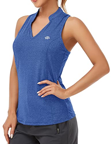 AjezMax Sport Top Damen Polyester Racerback Yoga Tennis Tank Top V-Ausschnitt Freizeit Ärmellos Shirt Leicht Funktionsshirt Himmelblau XL von AjezMax