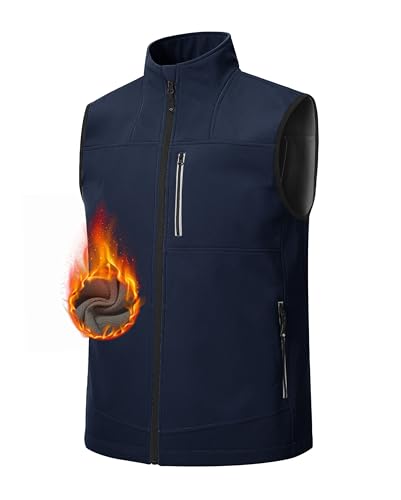 AjezMax Winterweste Herren Gefüttert Klettern Weste Warme Fleeceweste Freizeit Ärmellos Jacke Thermo Stehkragen Anglerweste mit Multi Taschen von AjezMax