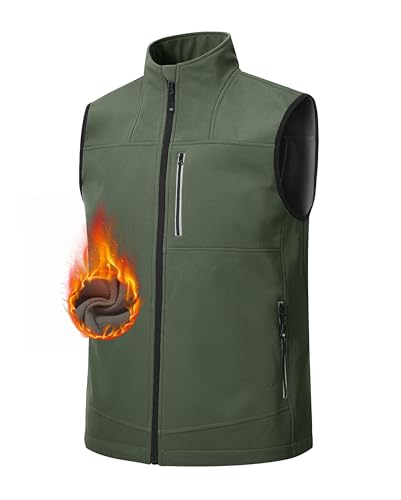 AjezMax Winterweste Herren Warme Atmungsaktiv Leicht Fleeceweste Freizeit Ärmellos Jacke Thermo Stehkragen Anglerweste mit Multi Taschen von AjezMax